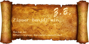 Zipser Benjámin névjegykártya